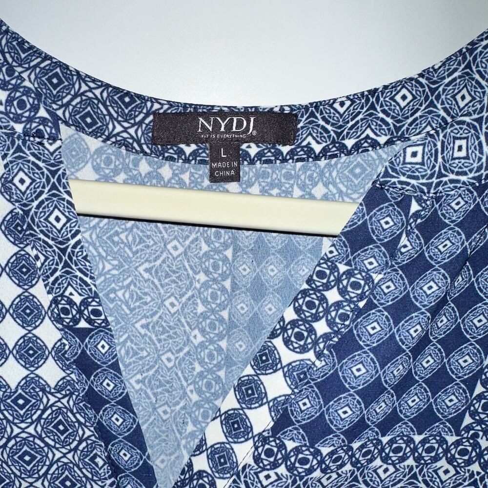 NYDJ Blue Multi Print Button Up Blouse Large - Picture 3 of 4
